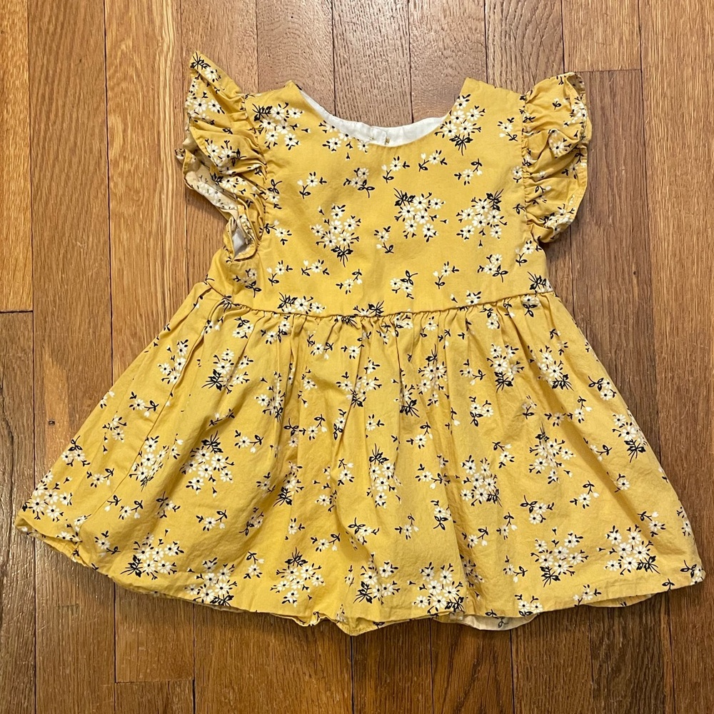 Pippa and Julie Toddler Yellow Floral Flutter Sleeve Babydoll Blouse, Size 4